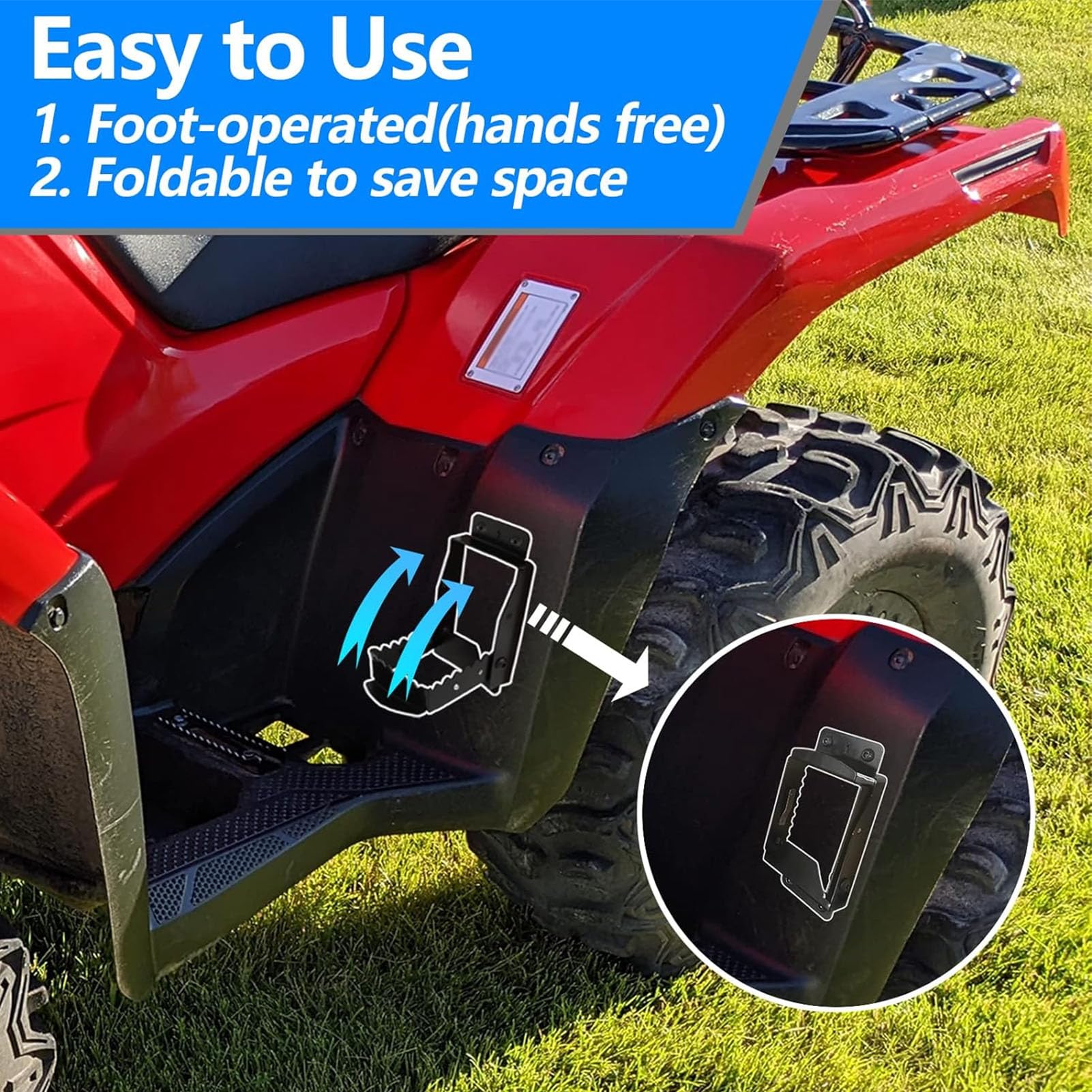 Repose-pieds pour Passager de VTT, Repose-pieds Pliables Universels, Pédale de Remplacement en Métal pour Sportsman Scrambler, pour Grizzly, pour Foreman, Robuste