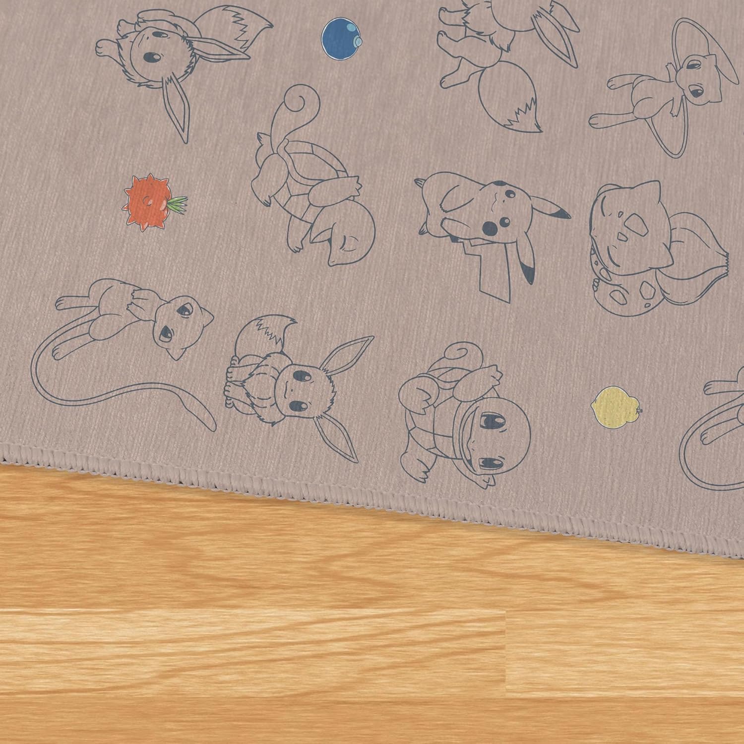 Northwest Pokemon Poke Pattern Area Rug, 36 x 62 in, Washable Non-Slip Mat – Official Nintendo Licensed, Soft Surface for Playroom or Bedroom
