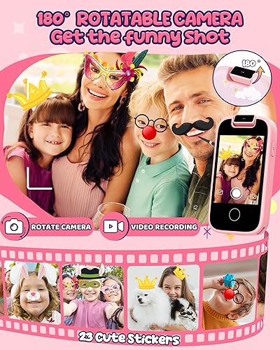 Miniatura 10 de Teléfono inteligente para niños para niñas, teléfono de juguete para niñas de 3 a 8 años, teléfono para niños pequeños con reproductor de música,