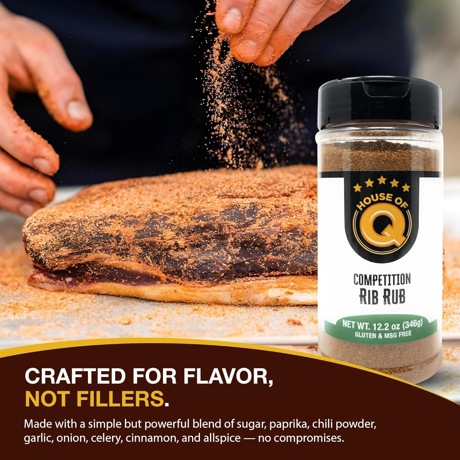 House of Q Competition Rib Rub – Award-Winning BBQ Seasoning for Ribs, Pork, and Chicken – Sweet & Savory Barbecue Dry Rub – Gluten Free, MSG Free – 12.2 oz Jar - Image 5