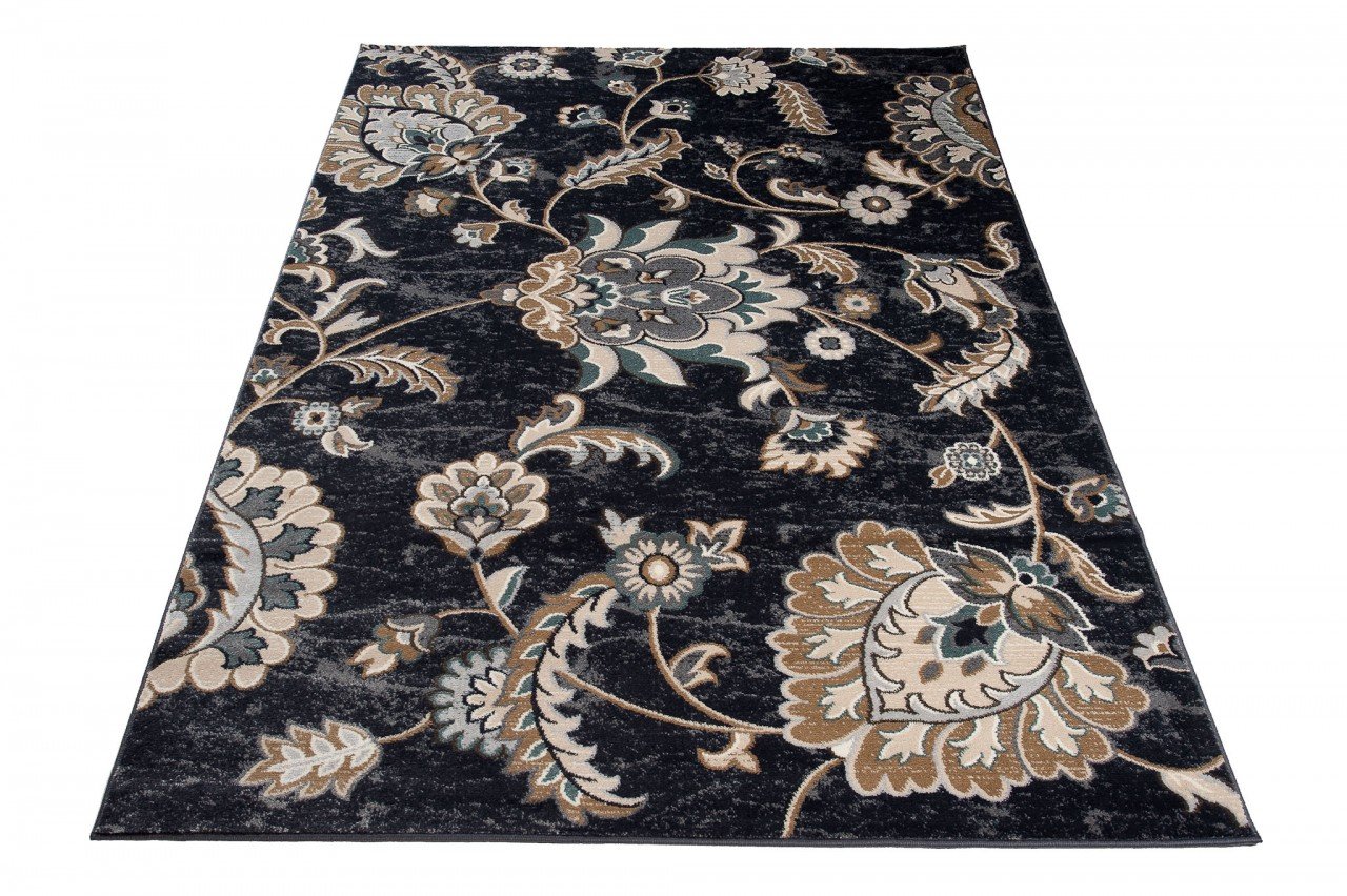 Carpeto Tapis Salon 120x170cm Noir Oriental Floral/Emirat Collection