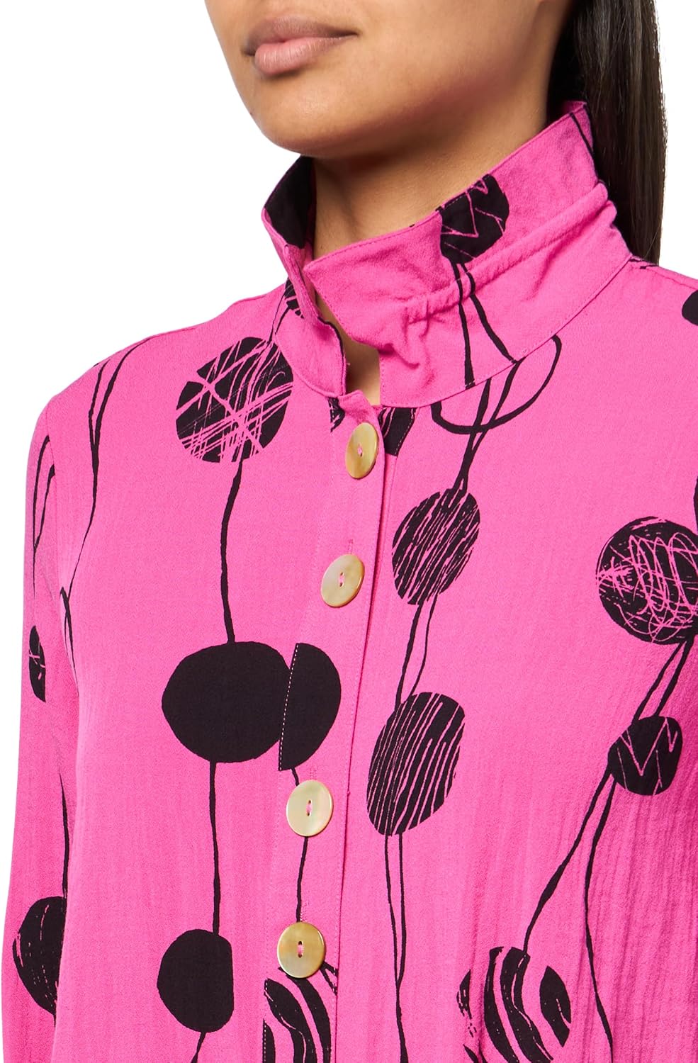 Printed Woven Crinkle Button Front Tunic - Image 3