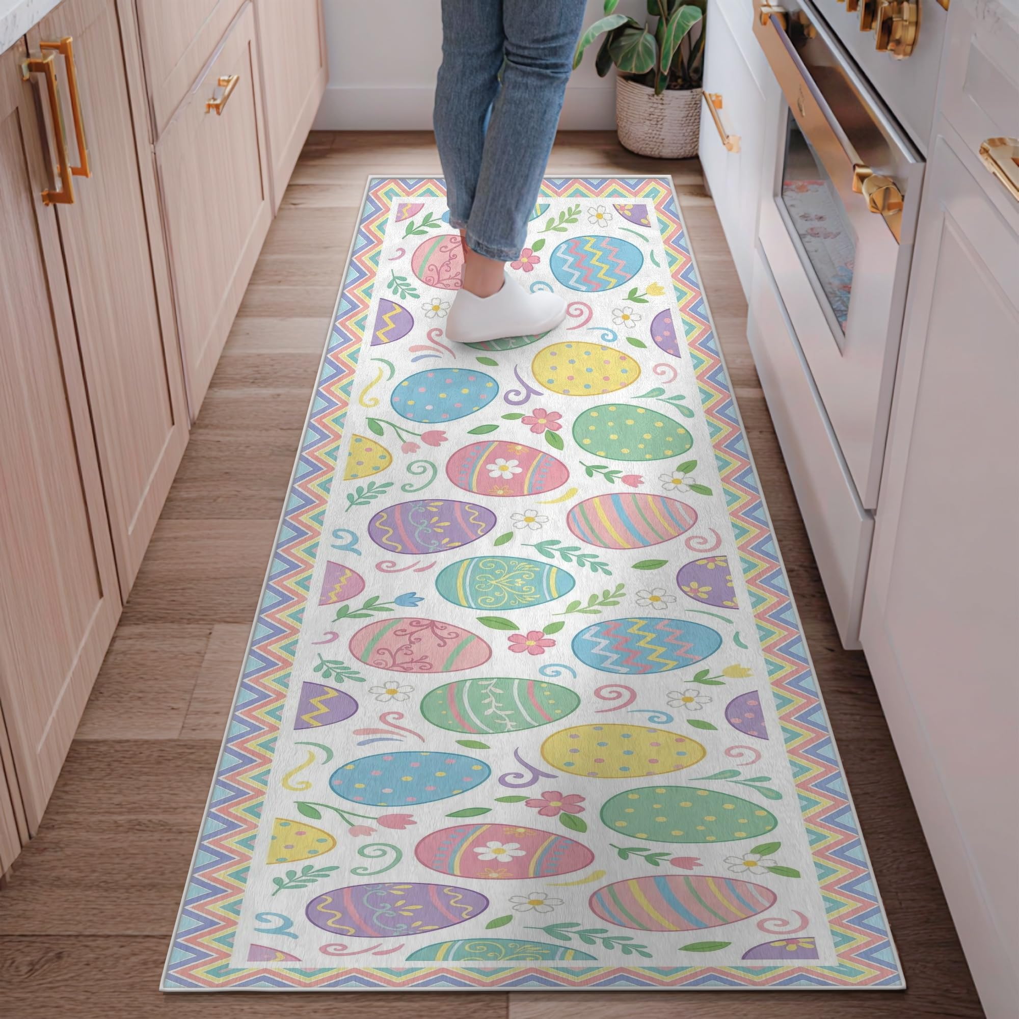 Tapis de chevet pastel motif floral de Pâques pour réveiller la chambre et l'entrée