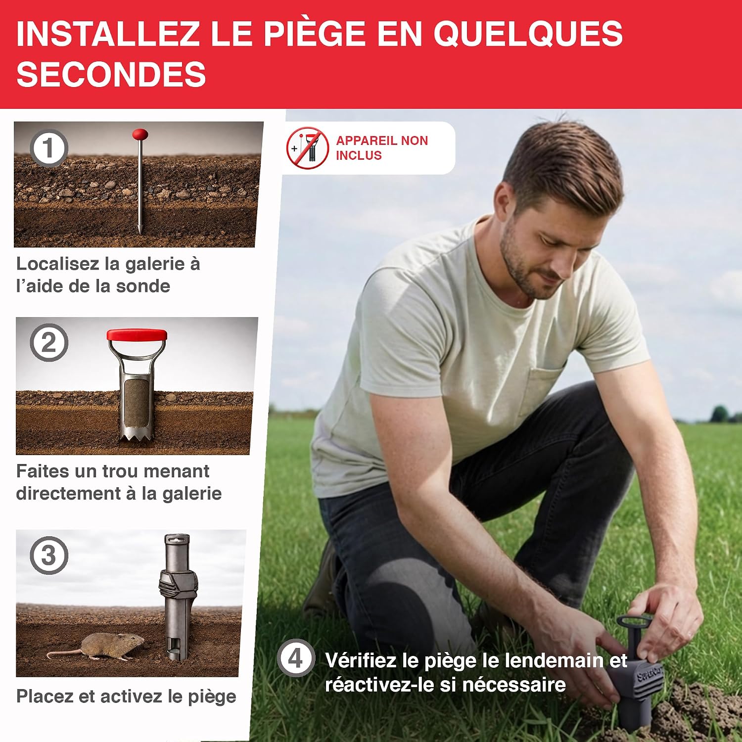 SWISSINNO Piège à campagnols Pro SuperCat - Piège Efficace pour Rats des Champs et campagnols, Mécanisme breveté, Facile à Installer, Réutilisable | 2X Pièges — vue 5