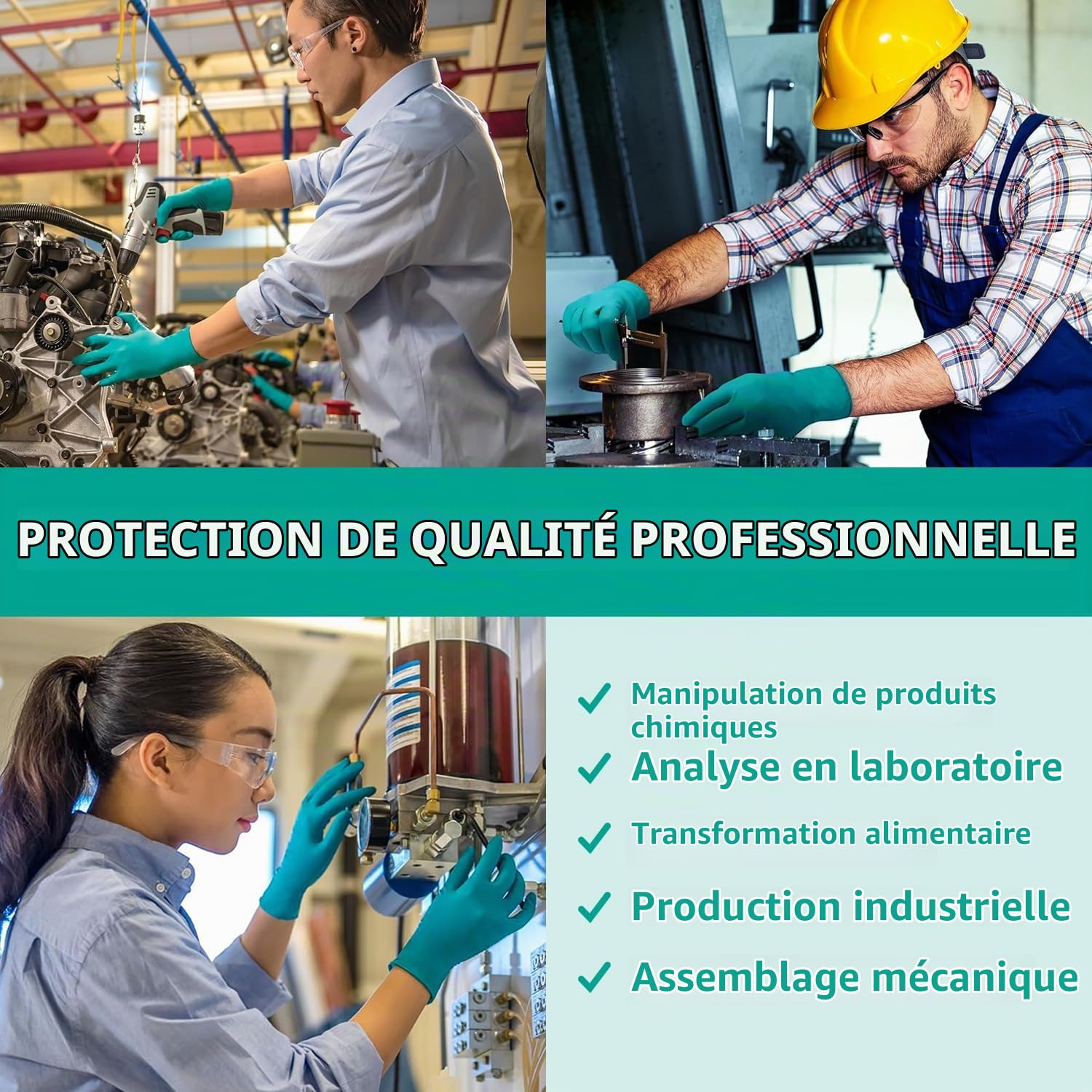 Ansell TouchNTuff 92-605 Gants Jetables en Nitrile, Non Poudrés, Haute Protection Chimique et Mécanique, Contact Alimentaire, Sécurité Industrielle, Sans Latex, Vert, Taille M (100 Gants)