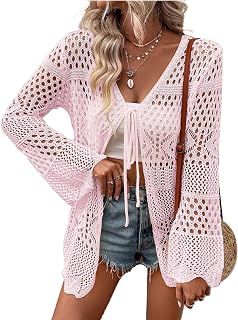 AI'MAGE Womens Kimono Beach Cover Up Crochet Swimsuit Coverups Summer Loose Knit Cardigans Causal Blouse Tops Swimwear S-XXL