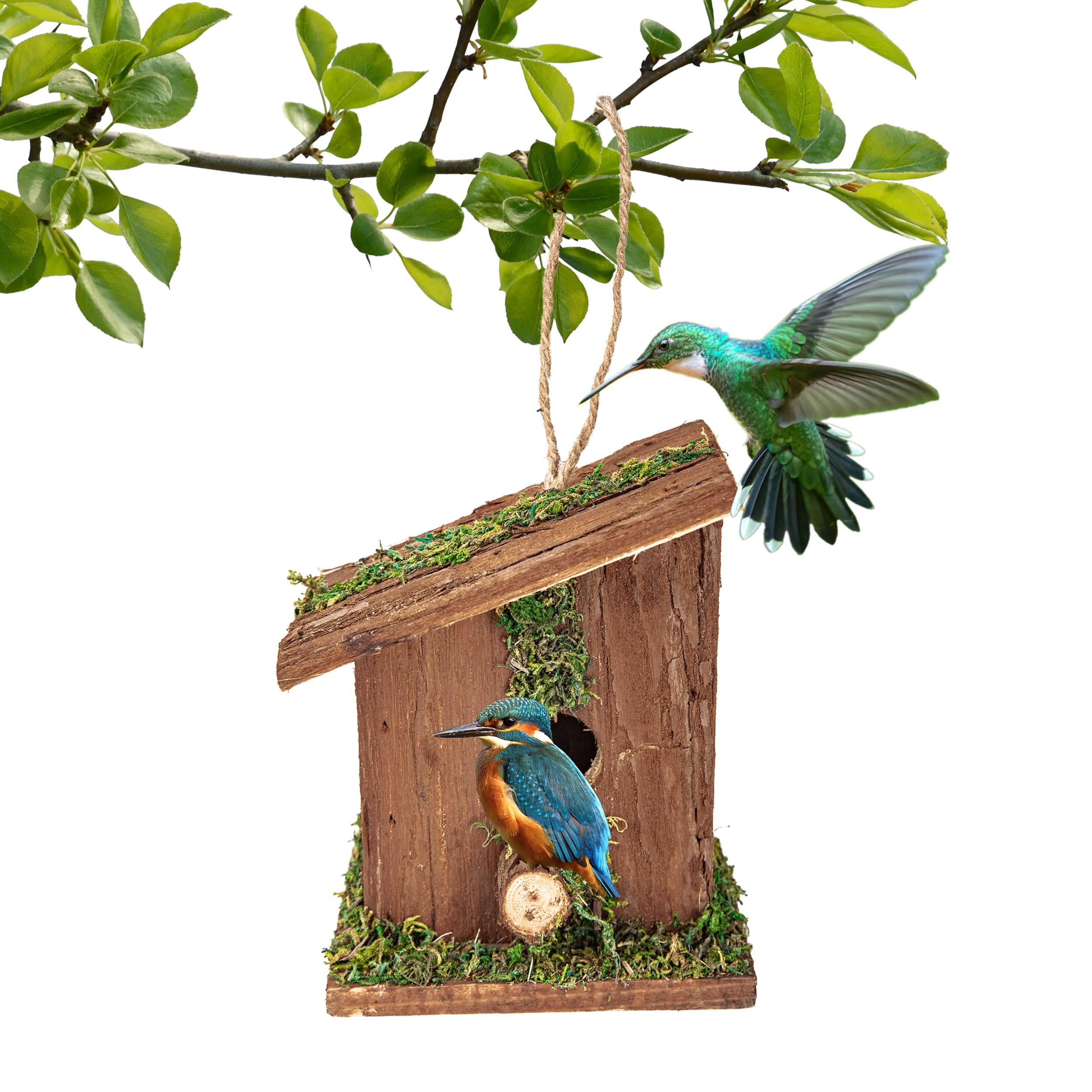 BESCH Pack 2 Nidos para Pájaros Pequeños de Hierba Natural 16x16x19cm Tejado Plano - Casita de Pajaro Colgante Exterior - Casa Pajaro Jardín — view 6