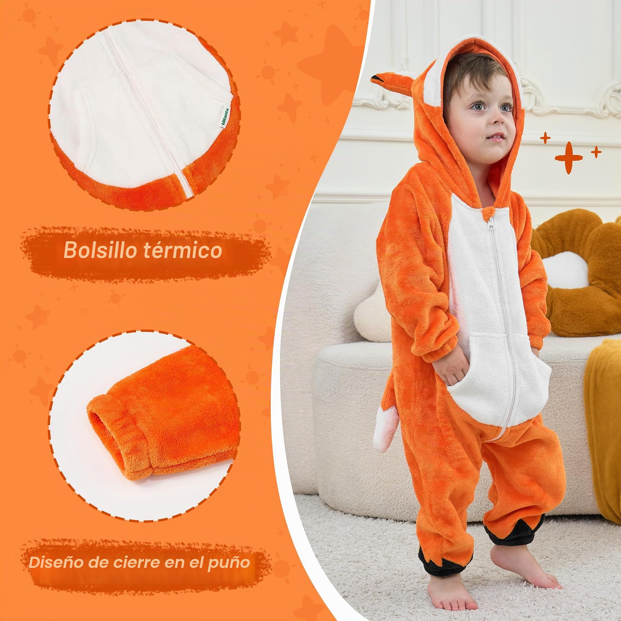 Disfraz de Animal para Niños, Mono de Franela con Capucha para Carnaval | Disfraz Rana Zorro Conejo para Niños,Disfraz Halloween Niño,1-5 Años