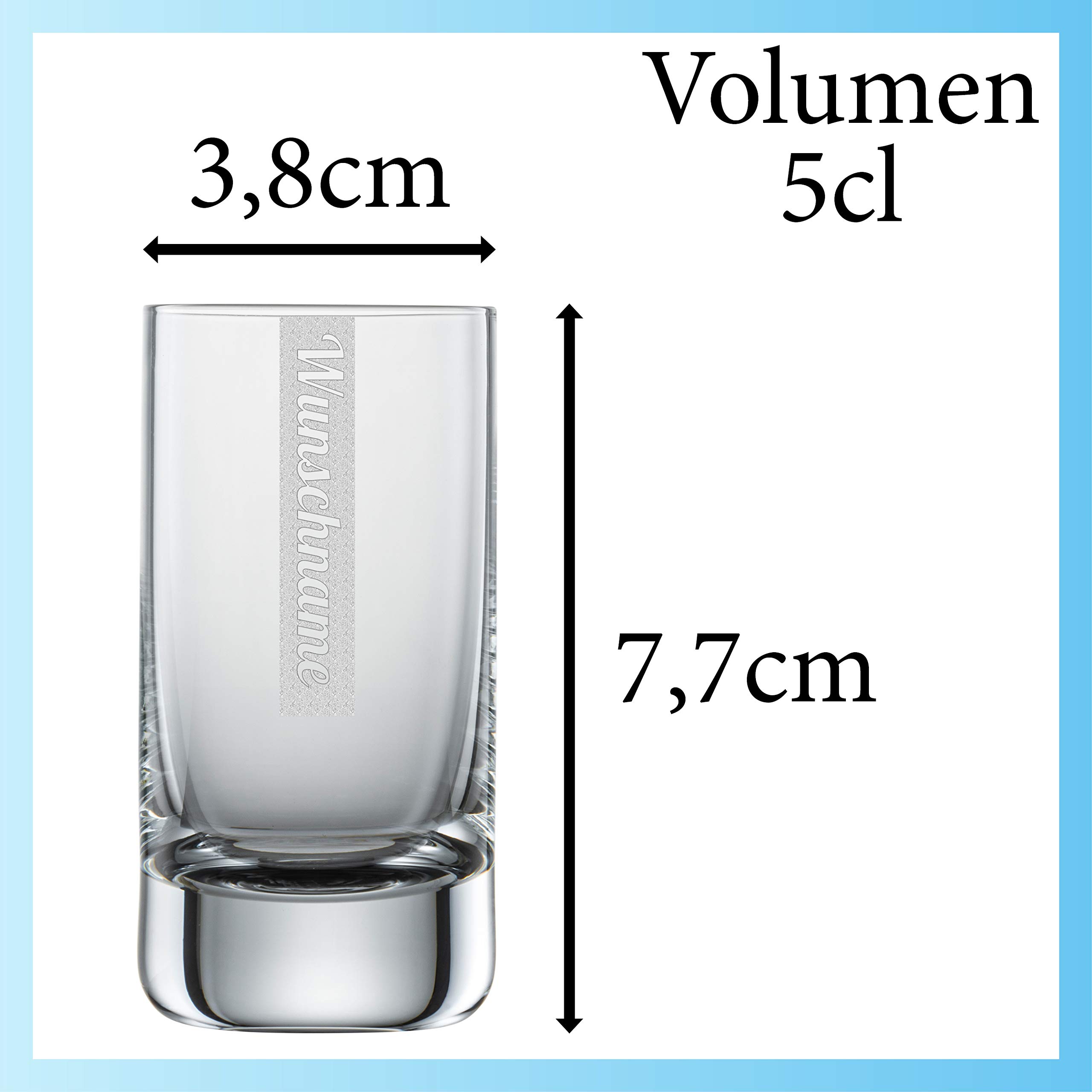 Schnapsgläser mit Gravur 12er Set | 5cl Schott Glas mit Namen | LogoGlas | Spülmaschinenfest | Schnapsglas & Individuelle Lasergravur