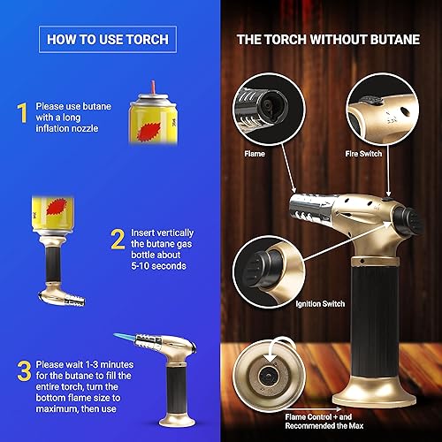 Vista 4 de Kit de ahumador de cóctel con soplete de butano y chips de madera de 6 sabores, ahumador de bourbon para bar en casa, juego de ahumar a la antigua