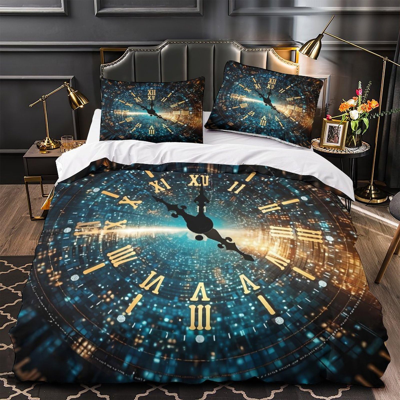 Housse de Couette 3D pour Chambre de Garçon Parure de Lit Florale 220x240cm Esprit Jungle