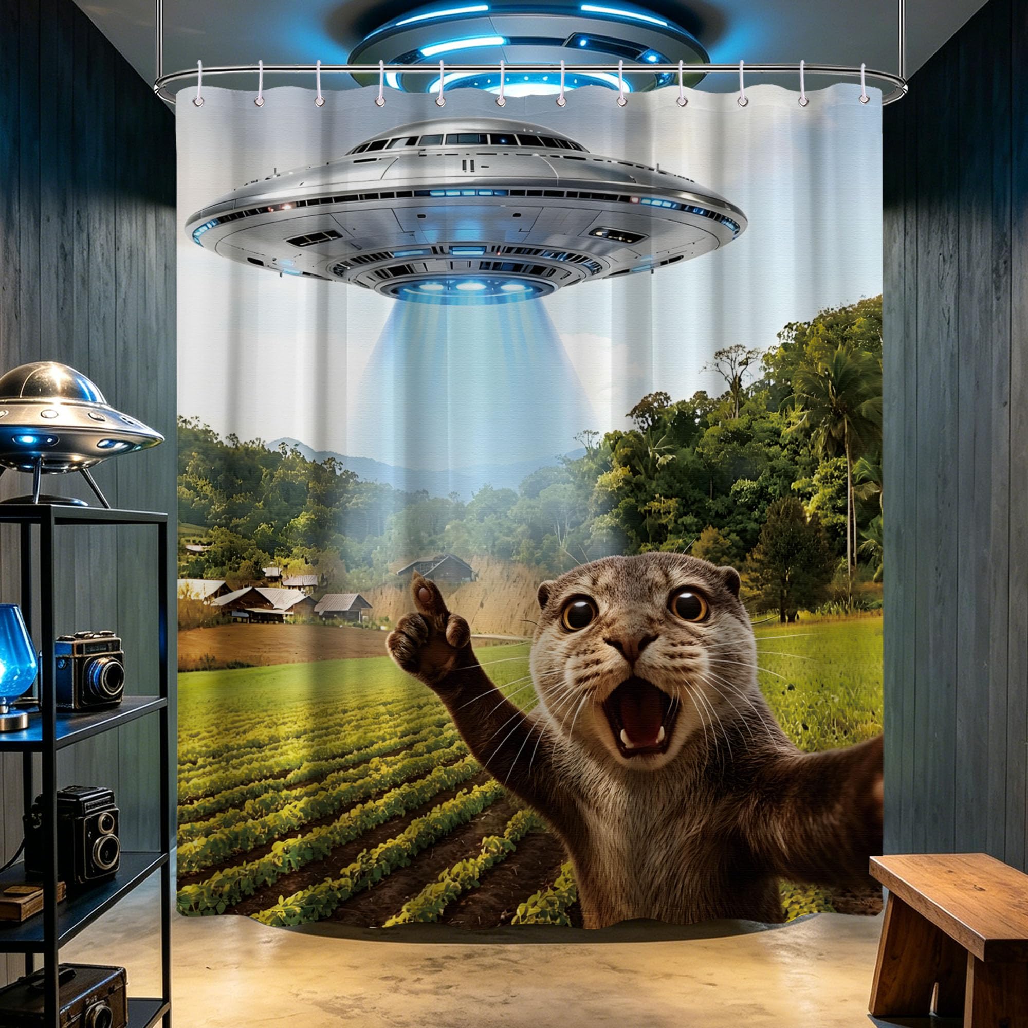 Extra Long 84 Inchs Shower Curtain Extra Tall Funny Otter XL Shower Unique Humorous Curtains for Large Bathroom Decor Sets, Waterproof Cloth Fabric with Hooks, 70 x 84 Inch