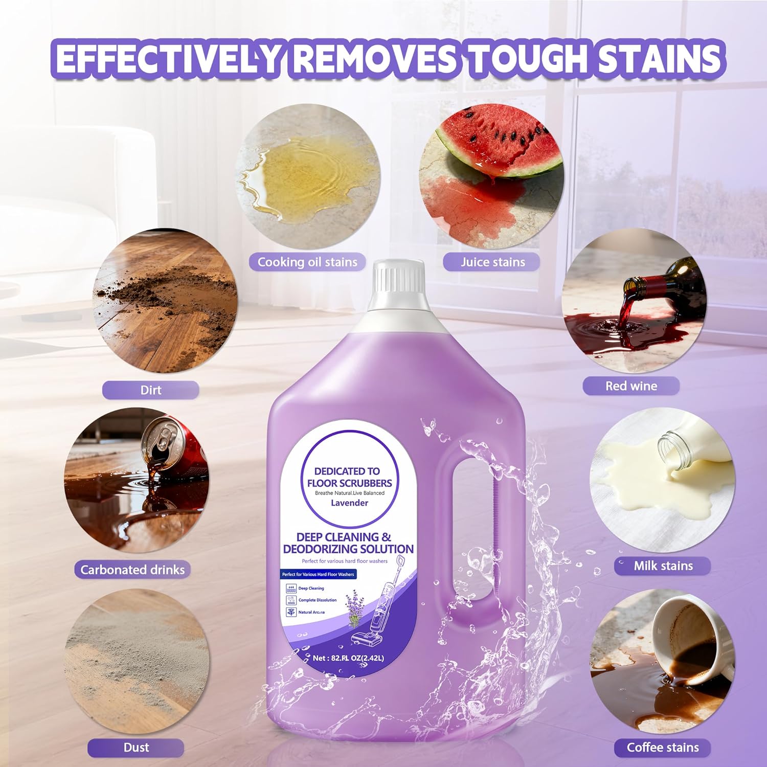 Floor Cleaning Solution Compatible with Tineco – 82 FL OZ Lavender Floor Cleaner – Rich, Long-lasting Fragrance, – For All Cordless Wet/Dry Vacuum Mop Cleaner & Robot Vacuums with Mopping
