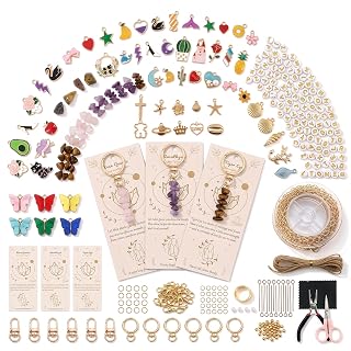 AZZORI Crystal Keychain Making Kit, 674 Pcs, 96 Gemstone Chips & Tools
