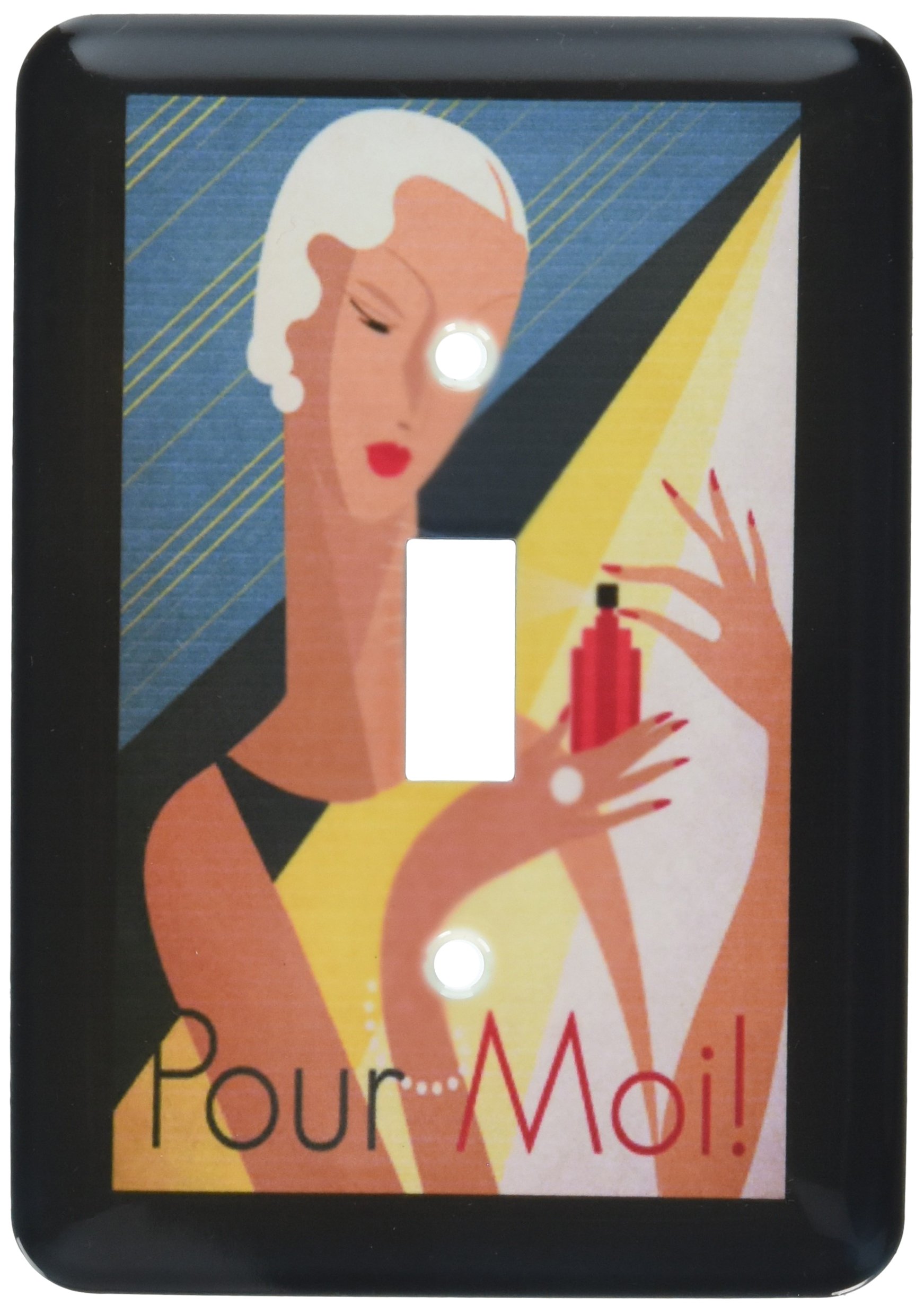Image de dame d'art déco avec parfum pour interrupteur simple toggle switch 3dRose lsp_179476_1