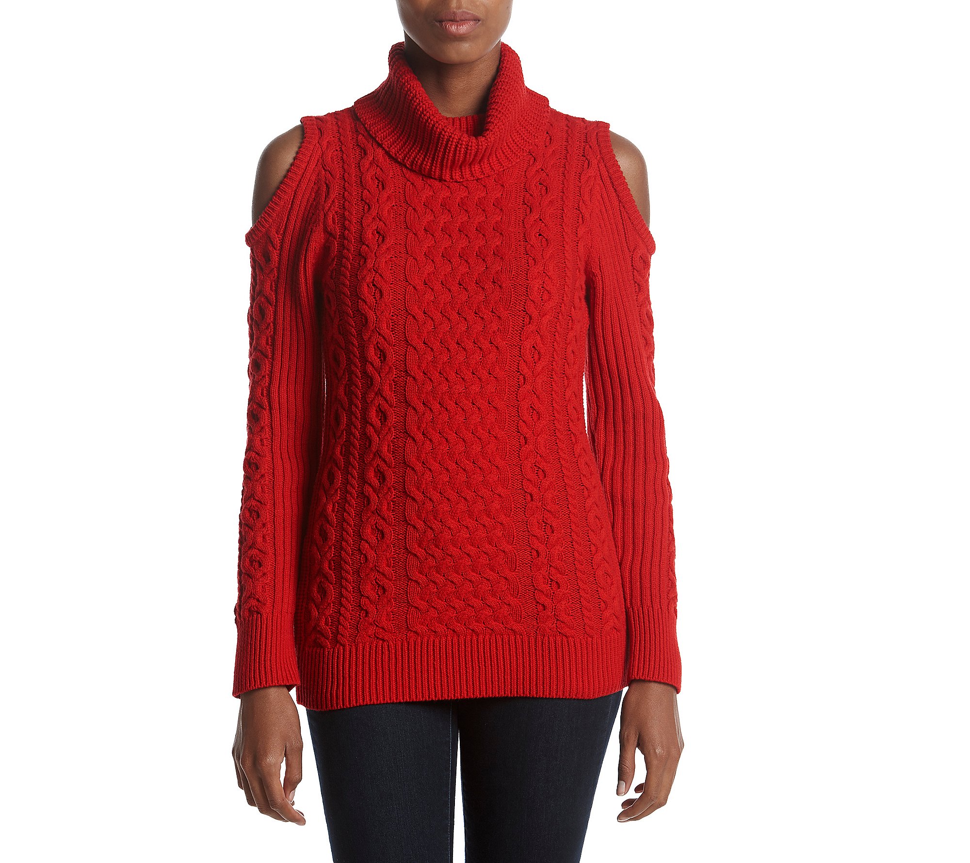 Ruff HewnTurtleneck Cable Knit Sweater Haute Red Medium