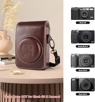 kinokoo Case for Ricoh GR/GR III/IIIx/GR IV Camera PU Leather Texture Protective Carrying Case for Ricoh GR Series Camera with Shoulder Strap - with Belt Loop on Back - Coffee