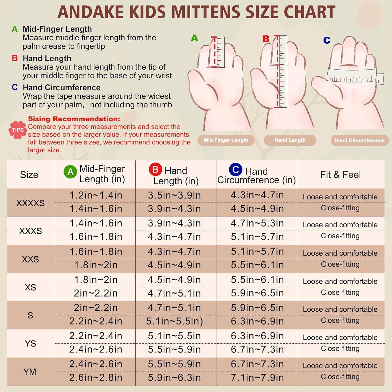 Andake Kids Ski Mittens Gloves Waterproof&Breathable Winter Warm Snow Gloves for Ages 1-10 Toddler Baby Girls and Boys - Image 2