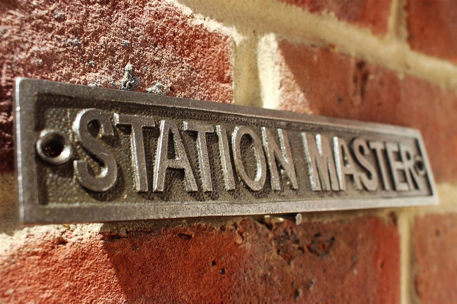 Thorness Cast Iron Antique Style Station Master Door Wall Train Plaque