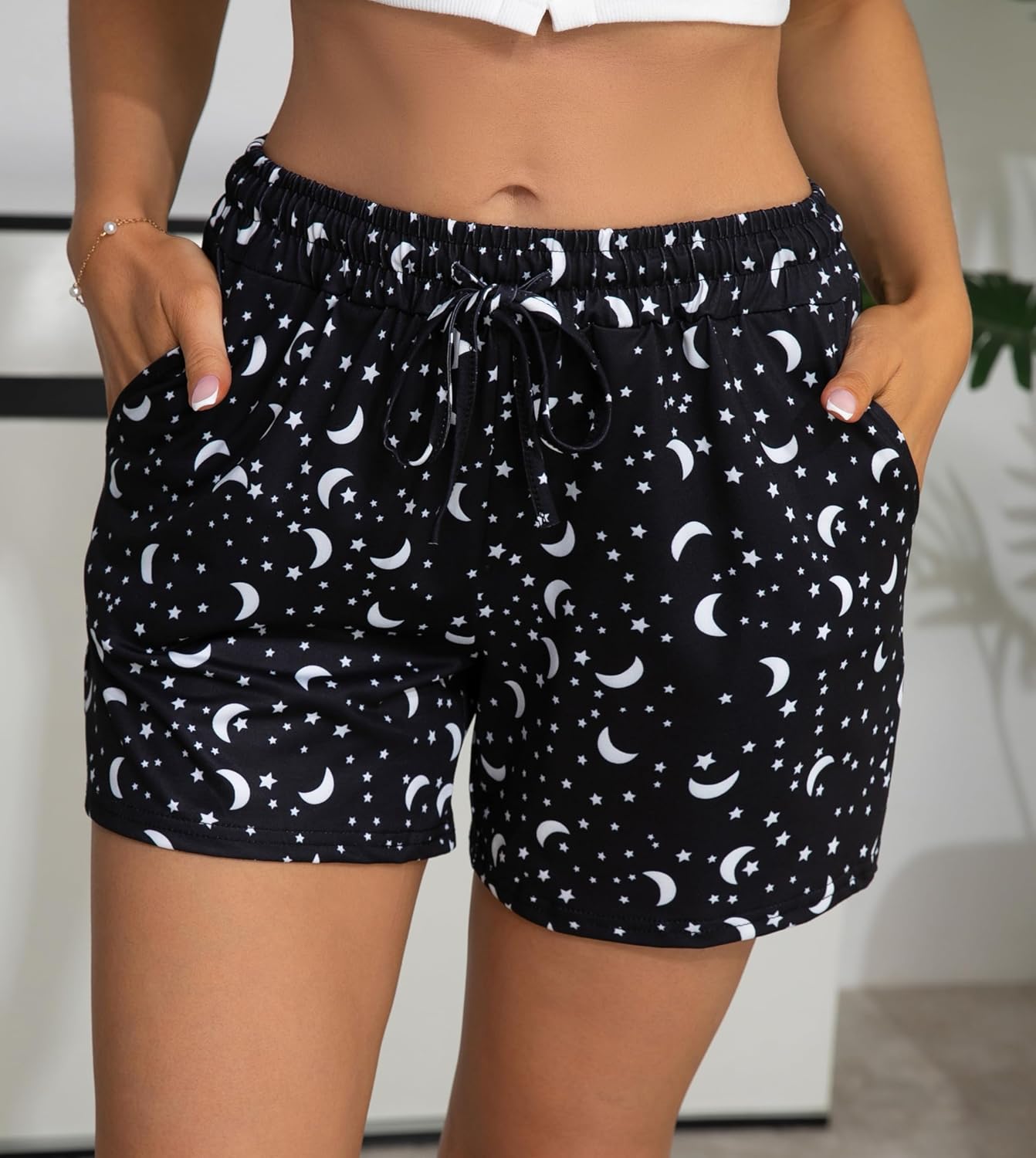 X-Image Women's Comfy Stretch Summer Beach Shorts Casual Pajama Shorts Yoga Short Pants with Elastic Drawstring & Pockets - Image 3