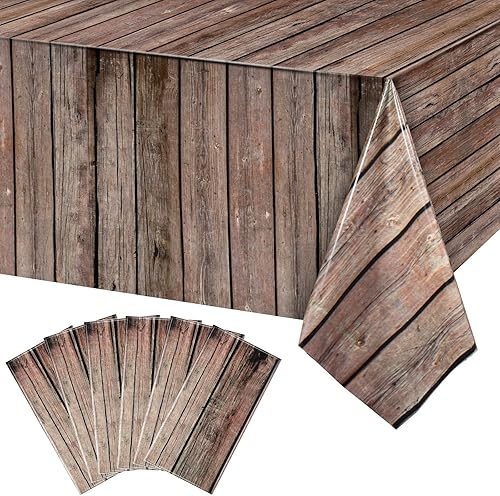 Miniatura 1 de Mantel de plástico para fiesta de vaquero occidental, cubierta de plástico para fiesta de vaquero, cubierta de mesa de madera salvaje oeste, puerta