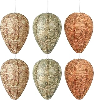 DECYOOL 6 Pack Paper Wasp Nest Decoy Hanging Wasp Nest Stay Away from Wasps Hornets Yellow Jackets(Mixed Color)