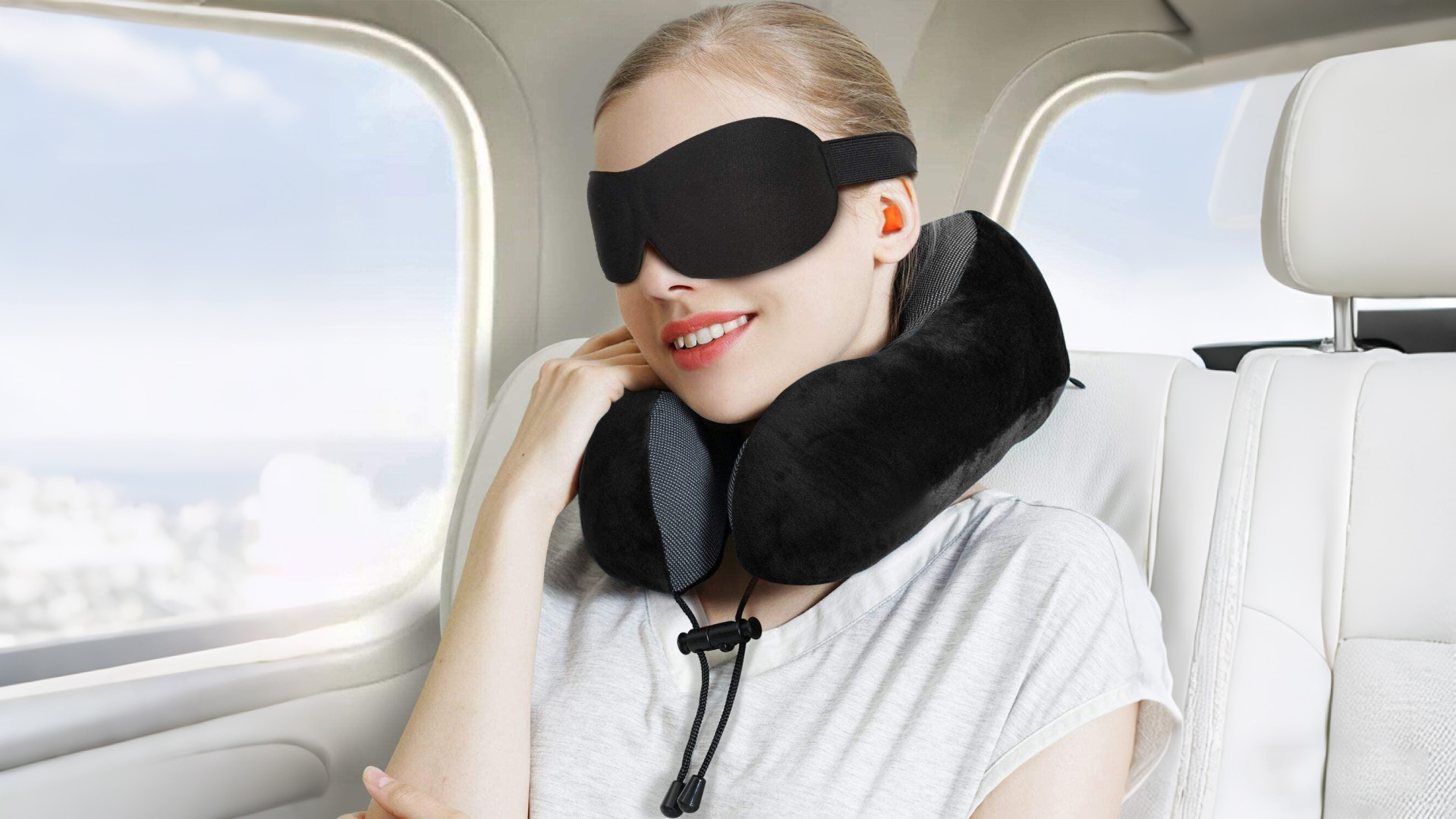 Oreiller De Voyage Avion Mousse Mémoire Forme - Réglable, Compact - Coussin Nuque Ergonomique Adulte