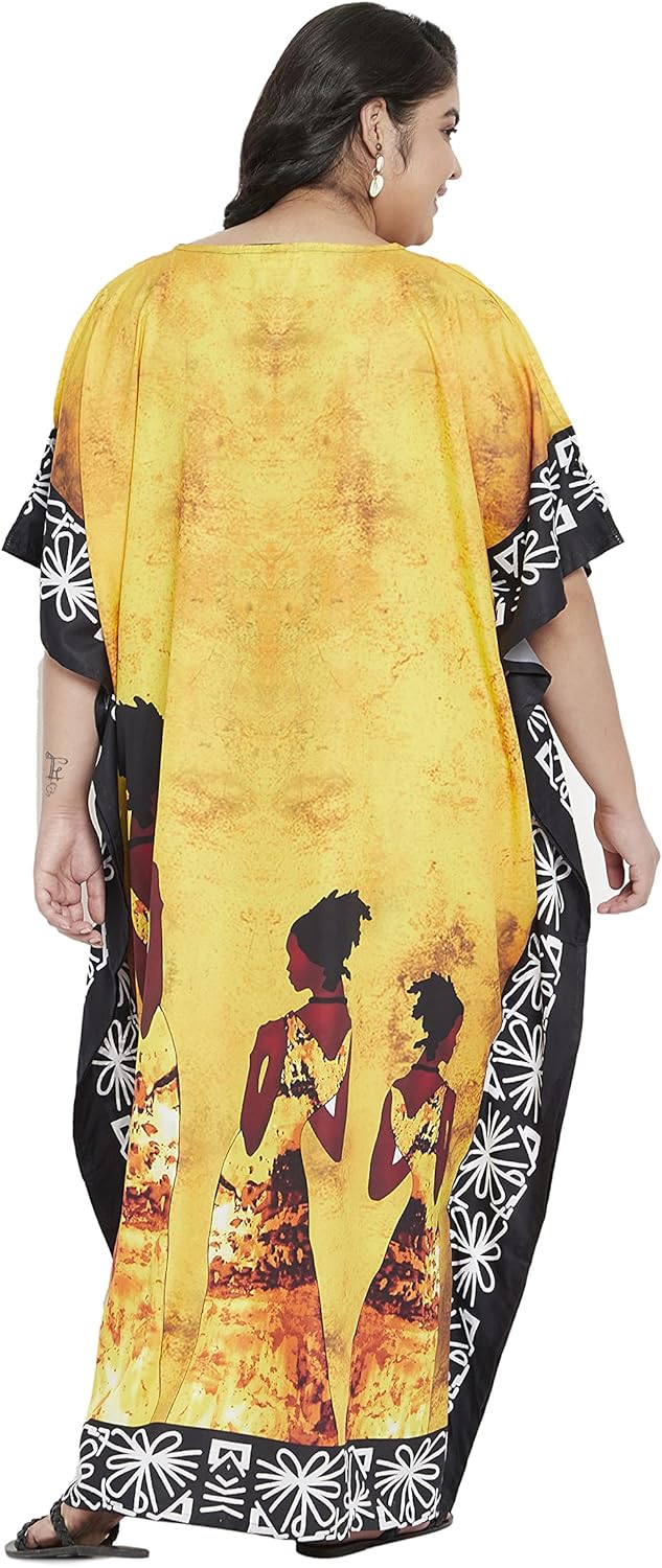 Gypsie Blu Women Plus Size Kaftan Dress Beach Cover Up Maxi Dresses for Women, V-Neck Kimono Sleeve 1X–3X - Image 6