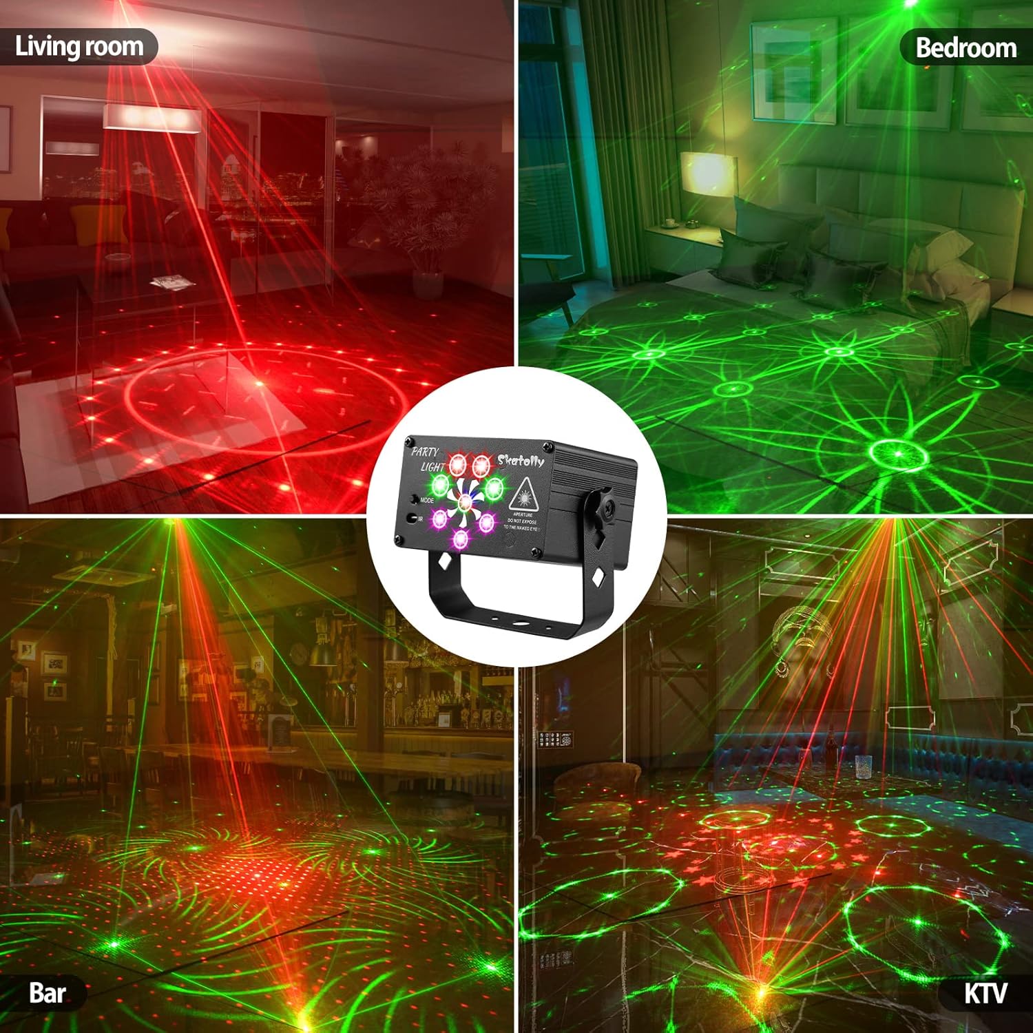Party Lights DJ Disco Lights, 240 Patterns LED Voice Activated Laser Strobe Stage Light Projector with Remote Control for Indoor Home Decorations Birthday Christmas Rave Party Show Gift Bar Live
