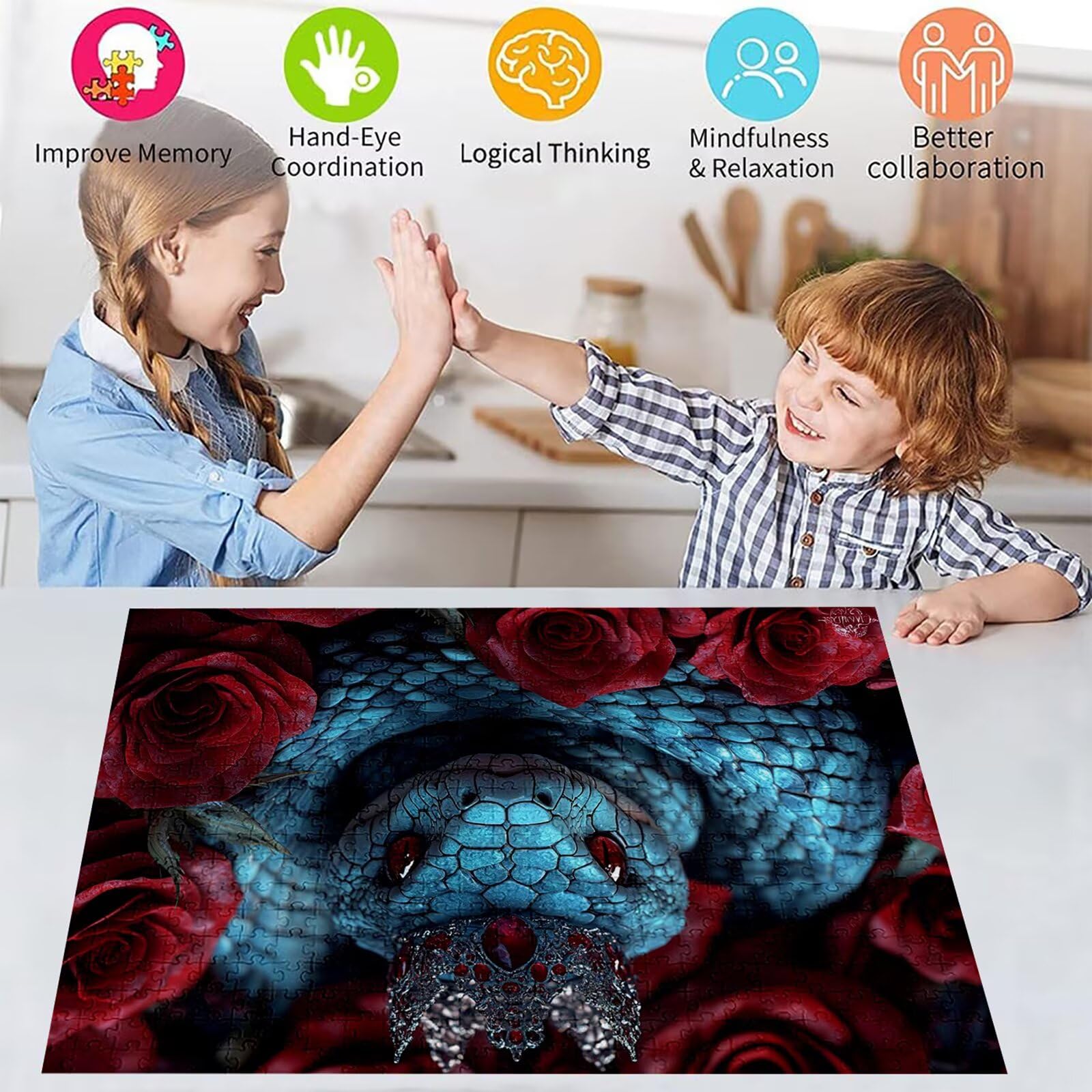 Puzzle 4000 elementów wąż puzzle dla dorosłych różowe 141x87cm Unikalne rzemiosło klasyczne 3D drewniane układanki do rodzinnych gier aktywnych, układanka do samodzielnego wykonania nawet do dekoracji