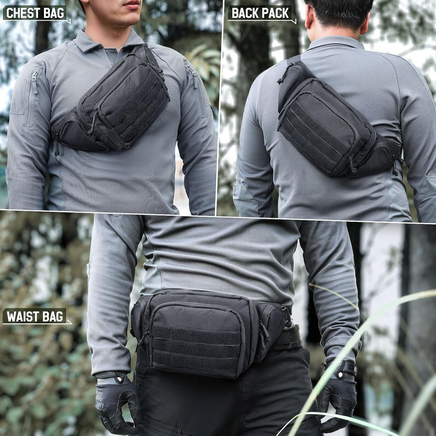 Tactical Fanny Pack for Men & Women, Concealed Carry Fanny Pack for Men, Adjustable Waist Bag, Compact Travel Belt Bag, CCW Fanny Pack with U.S Flag Patch - Image 7