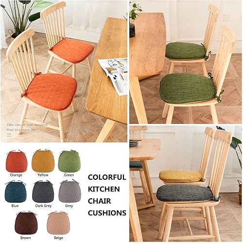 Miniatura 2 de Cojines para sillas de jardín, cojines de silla con lazos, cojines para sillas de cocina, juego de 4 con lazos, fundas de cojín de asiento para