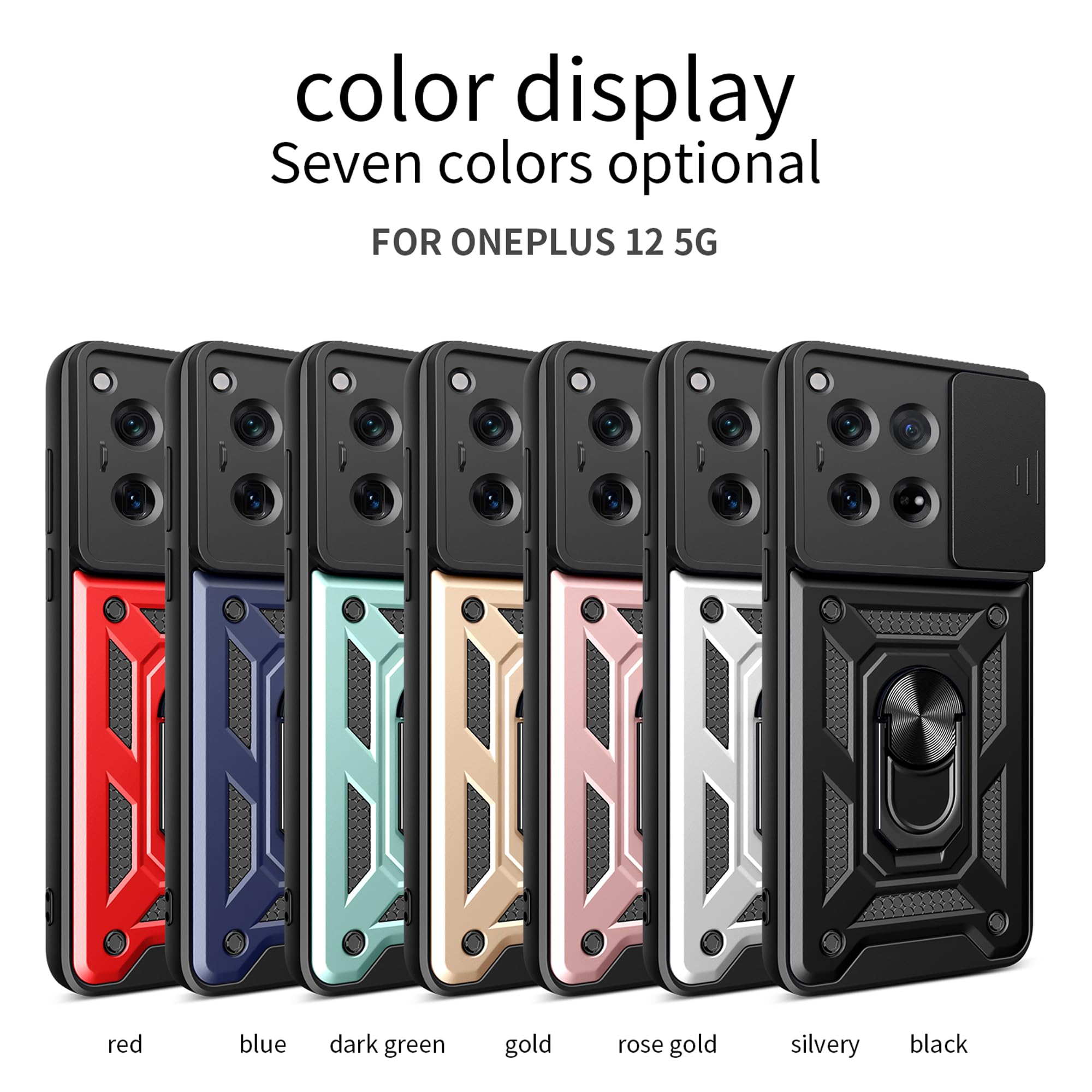 Hülle Für OnePlus 12 5G Mit Slide Kameraschutz & Ringständer – Magnetisch, Stoßfest, Grau