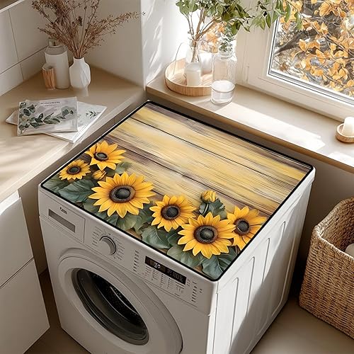 Miniatura 23 de Tapete antideslizante para cubierta superior para lavadora y secadora, almohadilla protectora a prueba de polvo con múltiples diseños de patrones