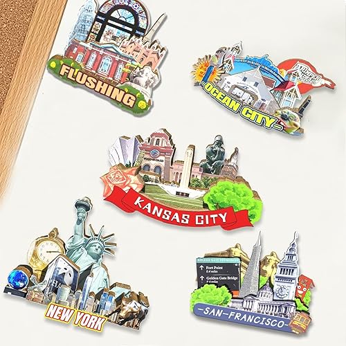 Miniatura 4 de Imán de madera para nevera de Kansas City de Estados Unidos, monumentos 3D, recuerdos coleccionables, decoración hecha a mano