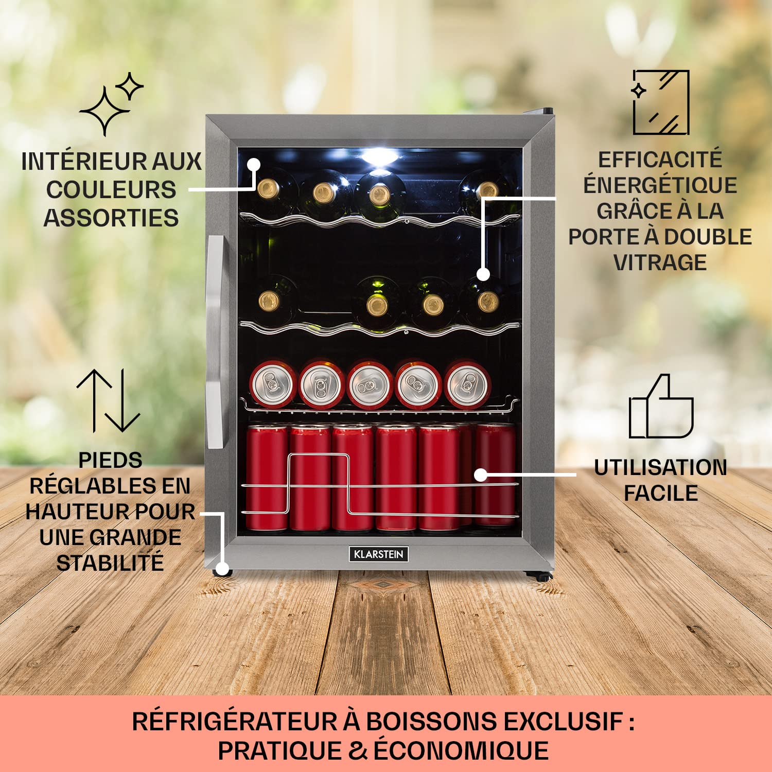 KLARSTEIN Mini Frigo 60L Silencieux pour Chambre Bureau Boisson Camping