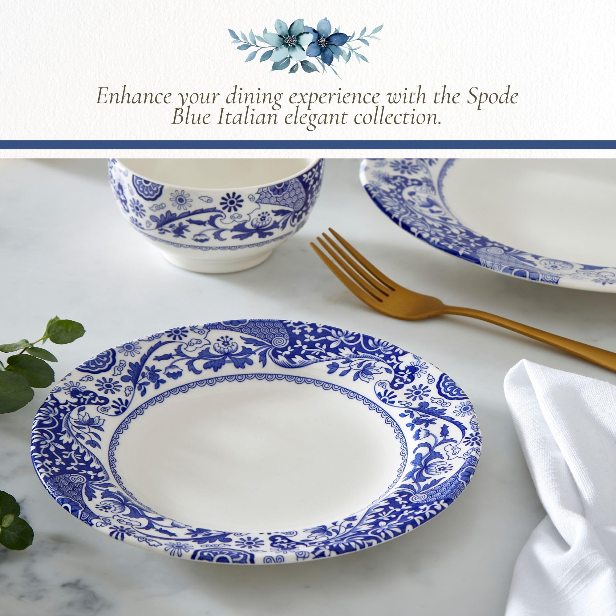 Amazon.com | Spode Blue Italian Brocato 8-Inch Salad Dish - Fine