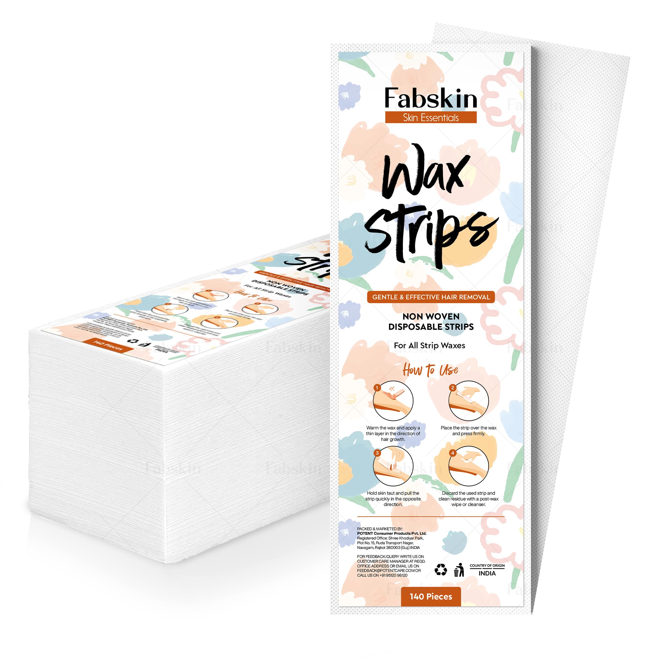 Fabskin Wax Strips for Women for Waxing | Large Non Woven Hair Removal Plain Strips - White 140 Pcs-image-29