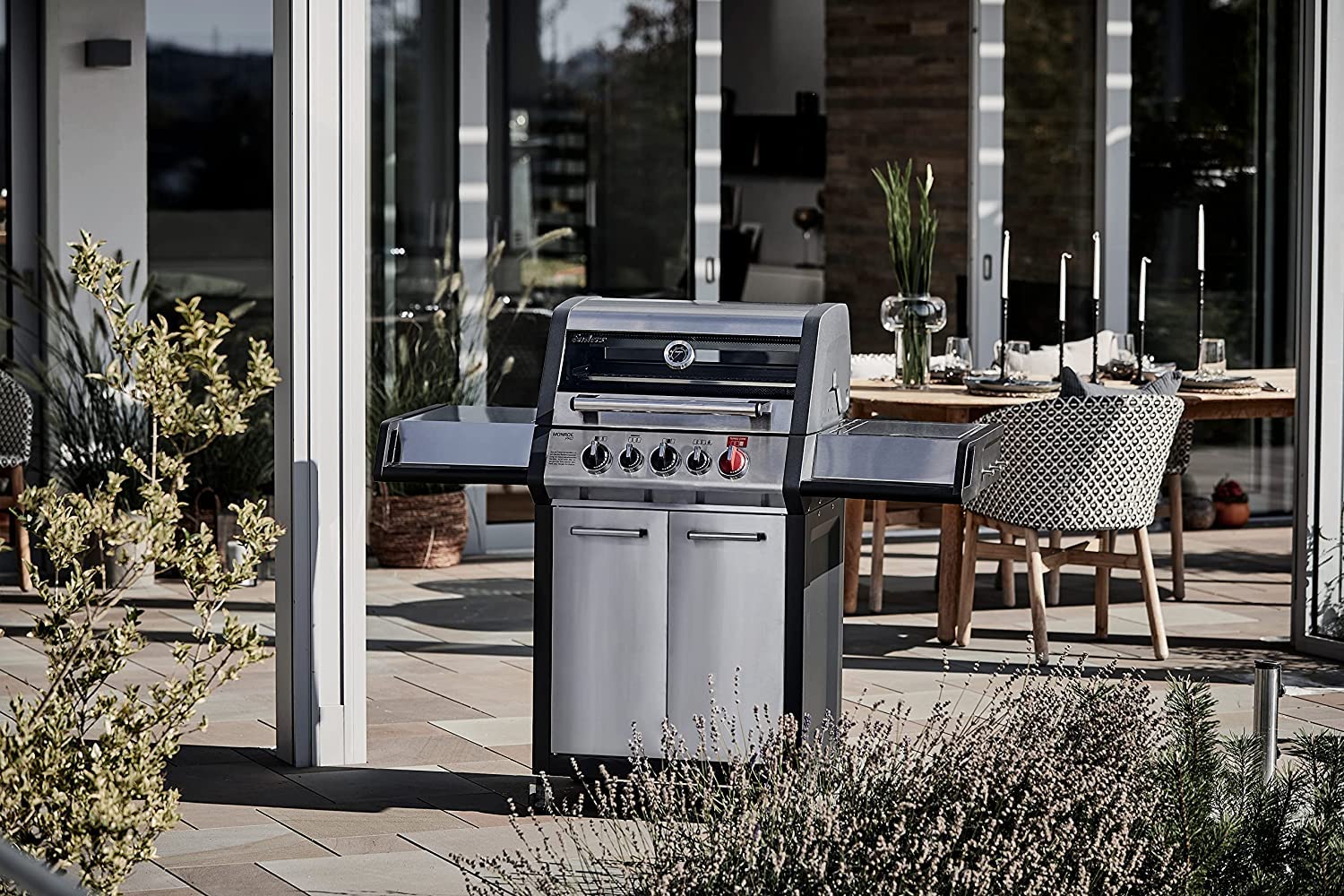 Enders Monroe Pro 3 Sik Turbo, Barbecue a gas a 3 bruciatori + BACKBURNER + Zona Turbo + Fornello Laterale a Gas, Griglia in Ghisa, BBQ Grill da esterno, Facile Pulizia, 30mbar #837633