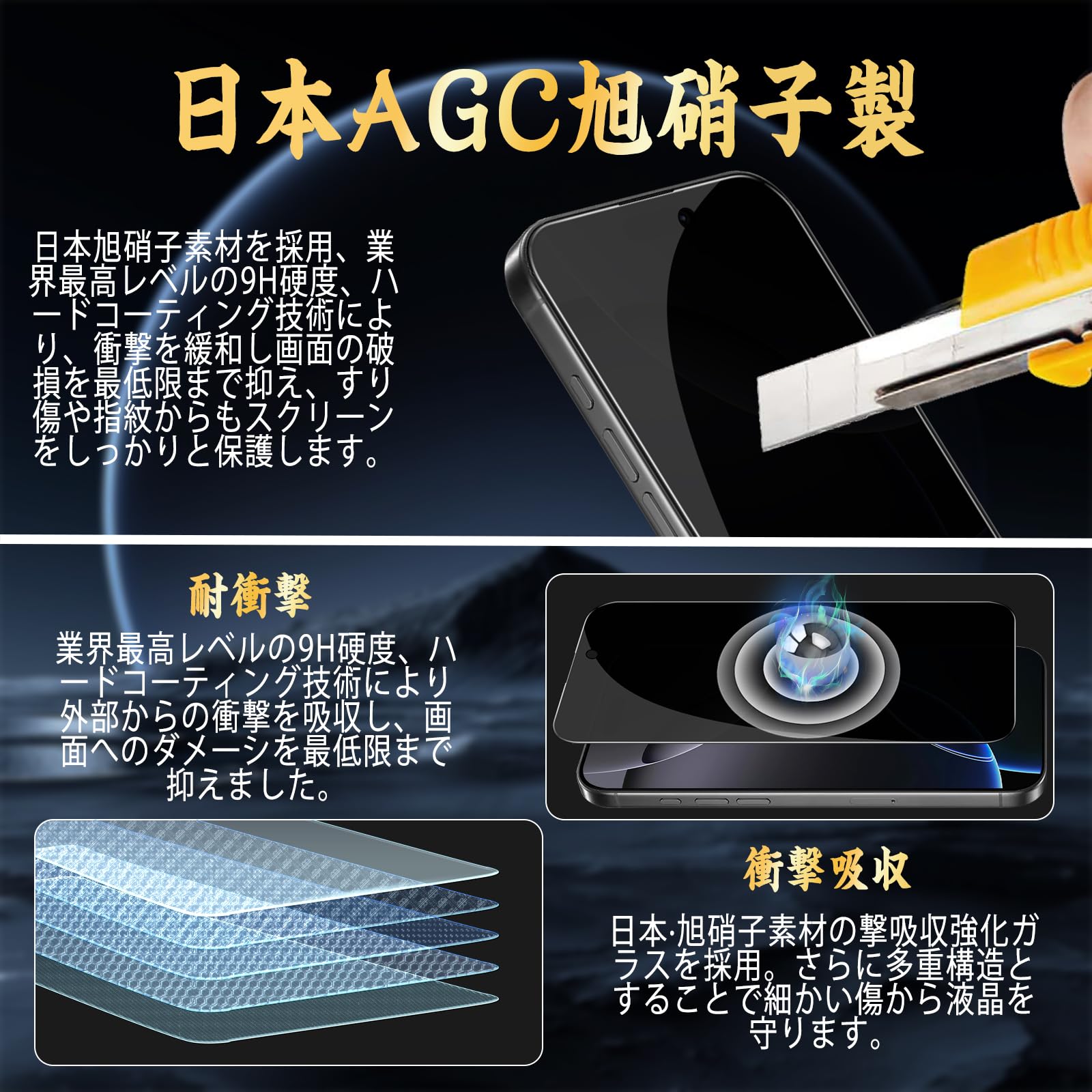 Amazon | 対応 iPhone 16 Pro ガラスフィルム 覗き見防止 ガラス