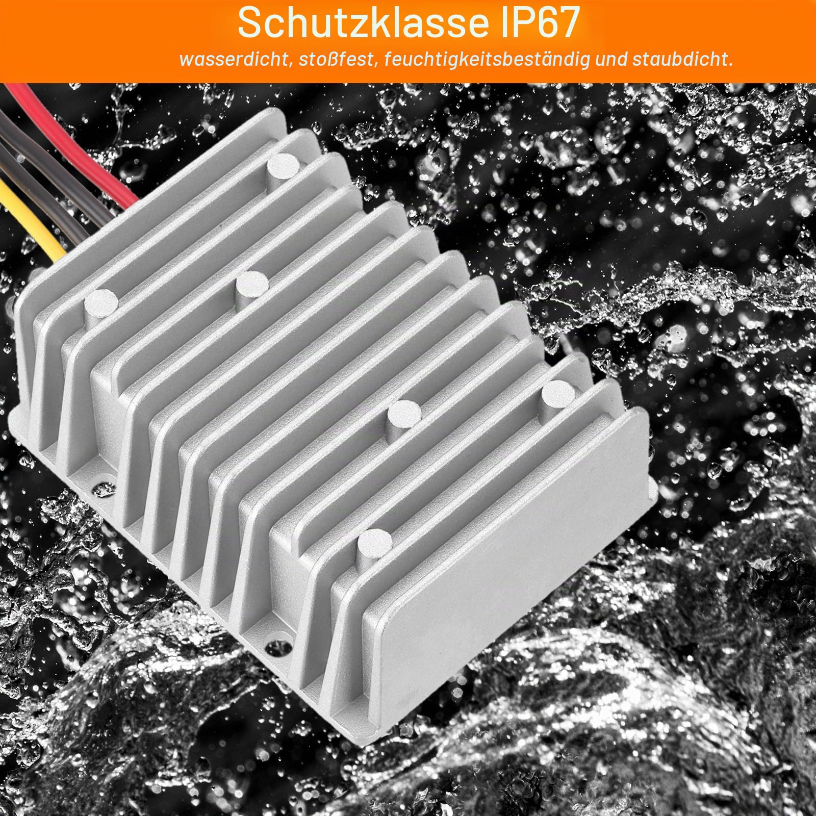 QUARKZMAN DC 8-40V auf DC 13,8V Spannungswandler 20A 276W Spannungsregler IP67 Wasserdichter Transformator Netzteilmodul Netzadapter für Auto LKW Solaranlage