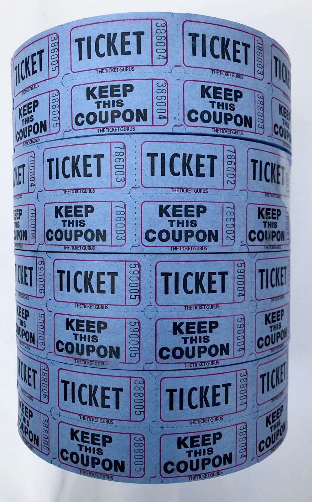 The Ticket Gurus-Raffle Tickets - (4 Rolls of 2000 Double Tickets) 8,000 Total 50/50 Raffle Tickets (Vertical (1x1.75))