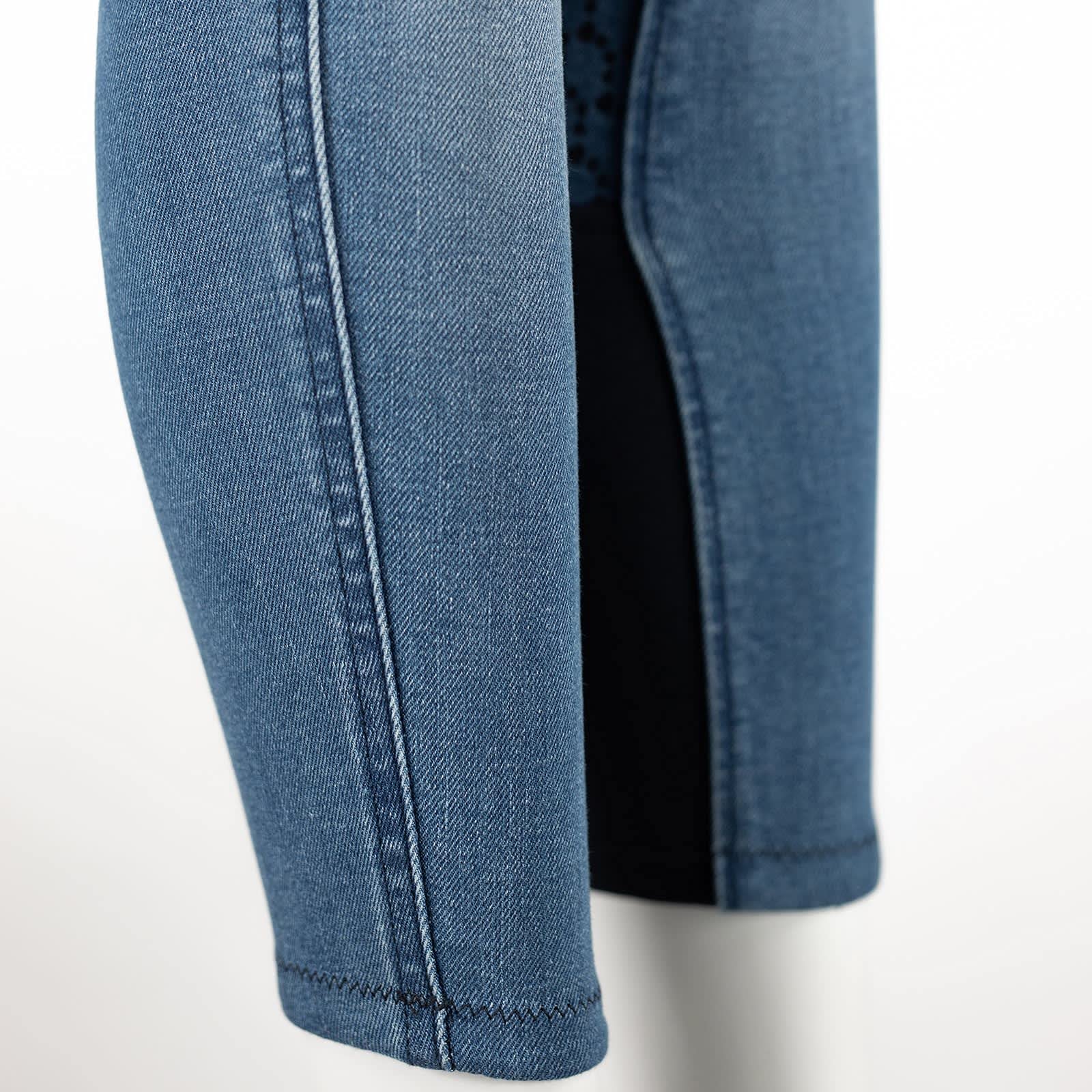 HORZE Pantalones de Montar Vaqueros conAsiento Completo de Silicona para Niños Poppy, Azul, 150