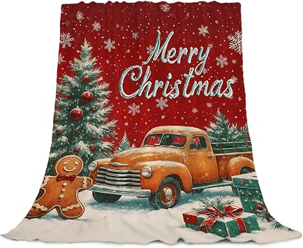 YeeJu Christmas Decorative Throw Blanket for Couch Sofa Bed Soft Cozy Let It Snow Fuzzy Plush Fleece Blankets and Throws Xmas Blanket 50x60