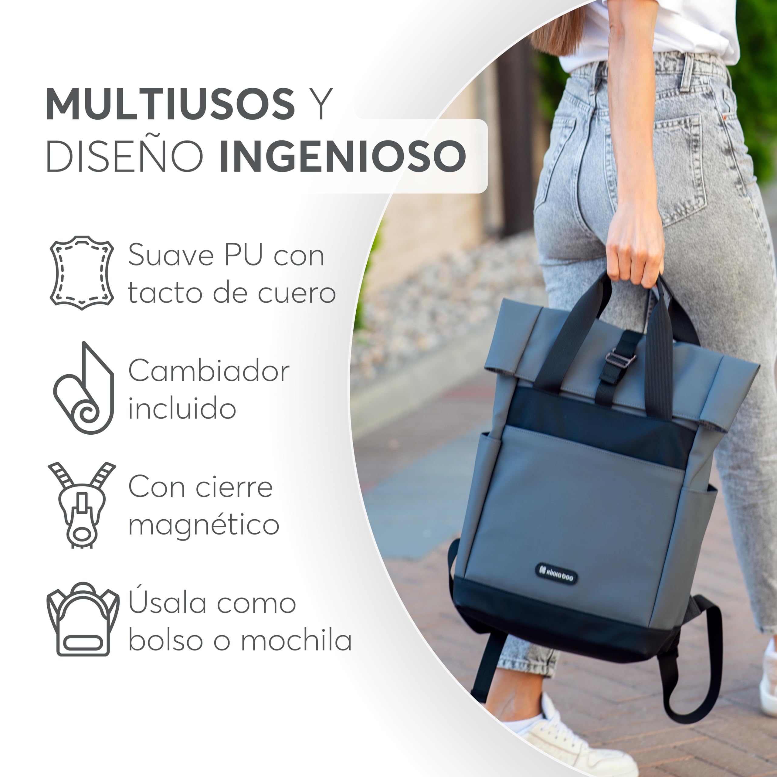 kikka boo Mochila Pañalera CERISE, Bolsa de Mamá, Cintas para Silla de Bebé, Gran Capacidad, Cambiador Portátil, Bolsillo Térmico, Bolsillo Impermeable, Multibolsillo, Negro
