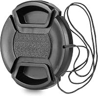 ChromLives 58mm Center Pinch Lens Cap with Leash Hole Bundle - Fits Nikon Sony Canon DSLR UV Lenses