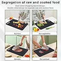 Vista 6 de Tablas de cortar para cocina, juego de 2 tablas de cortar grandes, tabla de cortar antideslizante con ranura para caspa y jugo, tablas de cortar