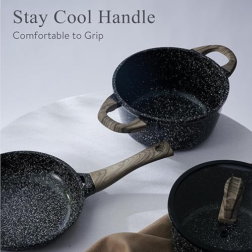 Miniatura 9 de Juego de utensilios de cocina de cerámica de 22 piezas, antiadherentes, juego de cocina antiadherentes, sartenes de 8 pulgadas con tapa, utensilios