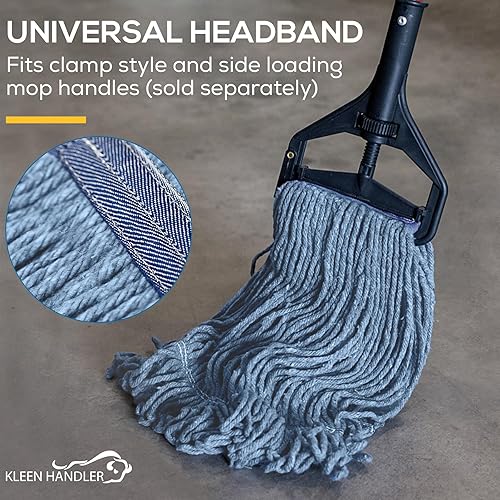 Miniatura 9 de KLEEN HANDLER HEAVY DUTY Commercial Mop Head Replacement, Wet Industrial Blue Cotton Looped End String Cleaning Mop Head Refill (Case of 24)