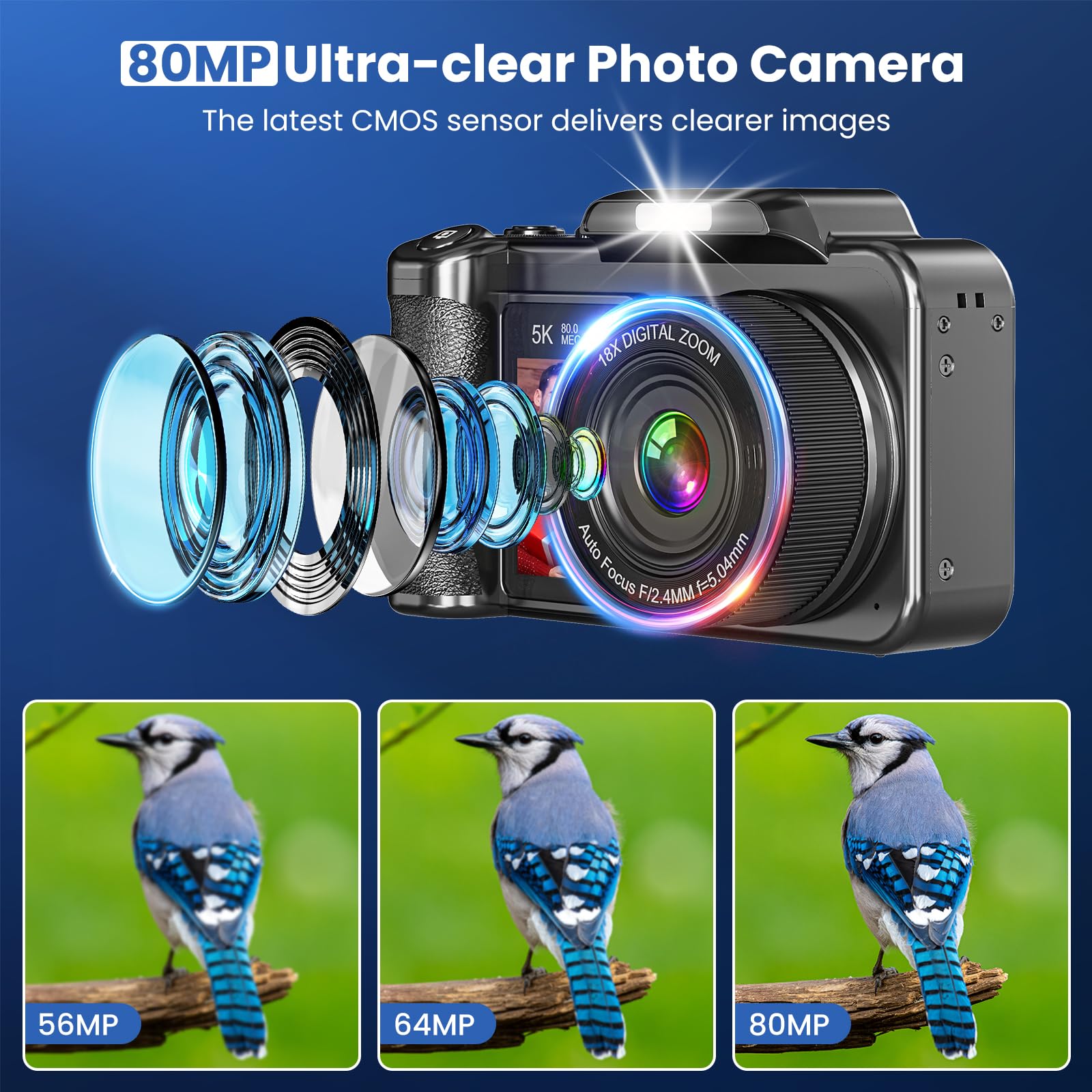 カメラ撮影用 Amazon | 5Kデジタルカメラ、オートフォーカス付き写真撮影用カメラ